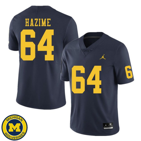 Men's University of Michigan #64 Mahdi Hazime Navy Embroidery Jersey